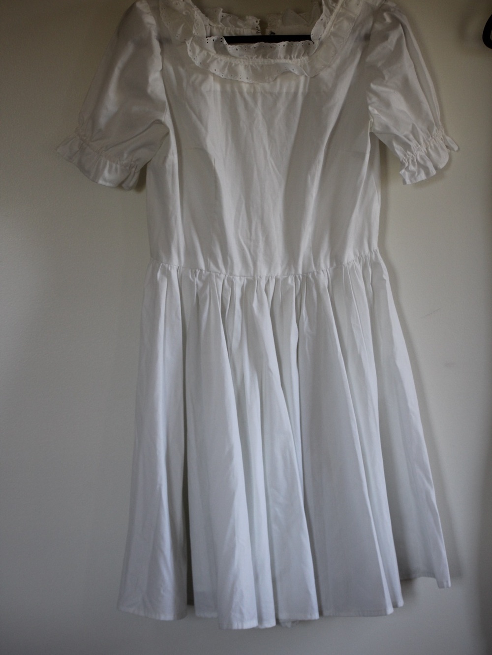 Cotton Dress with Lace Trim